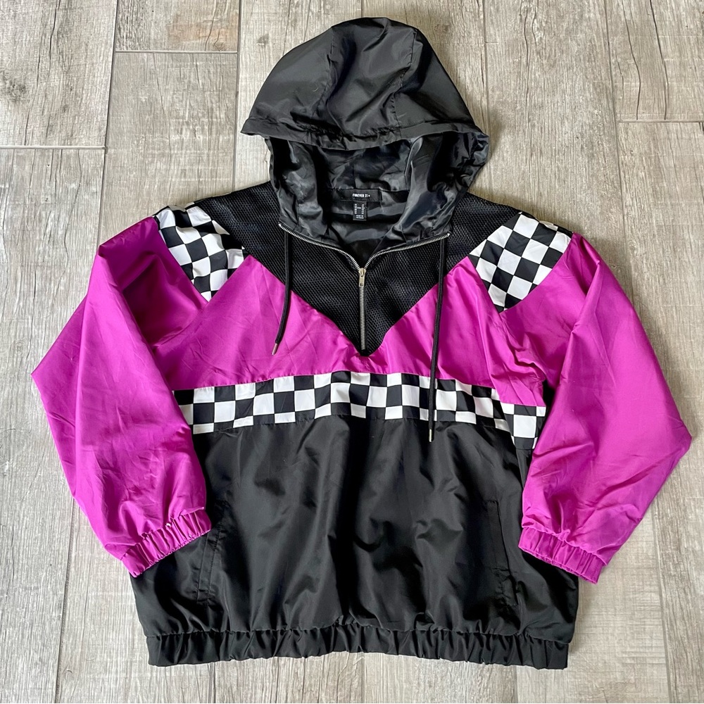 Forever 21 Retro 90’s Lightweight Zip Up Windbreaker Jacket